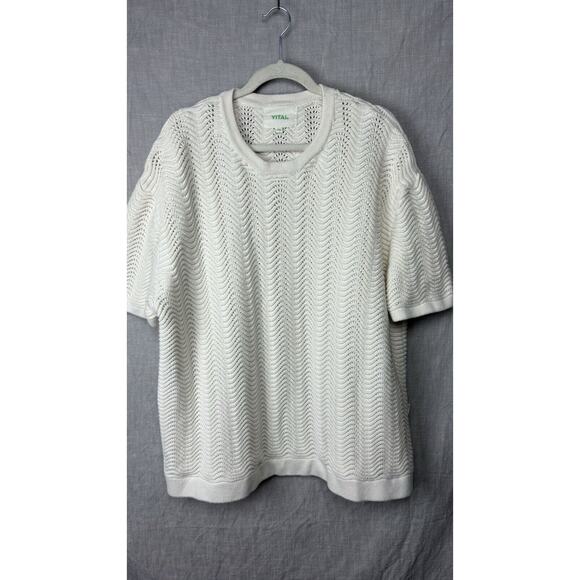 YITAI Women’s White Wave Knit Sweater 100% Cotton, Size 2XL HEAVY - Picture 1 of 7